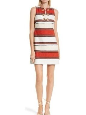 Derek Lam 10 Crosby Grommet Chain Detail Striped Shift Dress